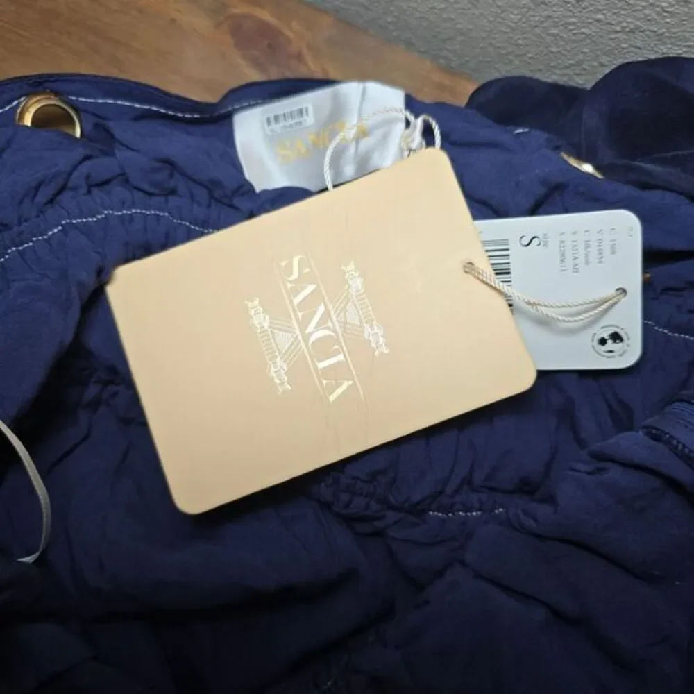 NWT Free People Sancia Navy Blue Halter‎ Wide Leg Jumpsuit Size Small - Picture 8 of 11